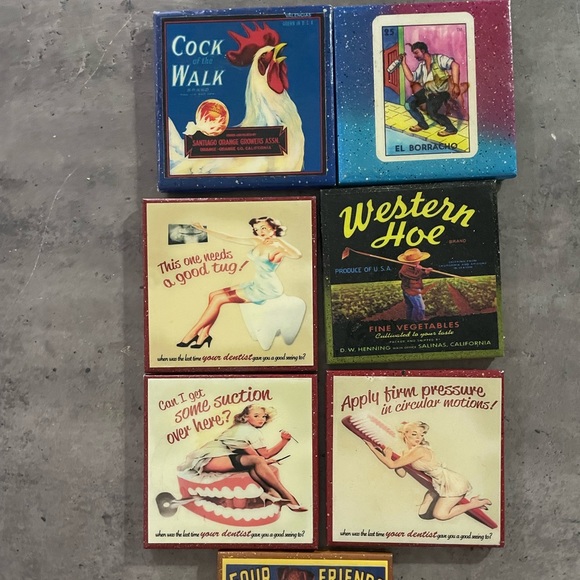 Vintage USA RETRO ads coasters - set of 7 - Picture 2 of 2